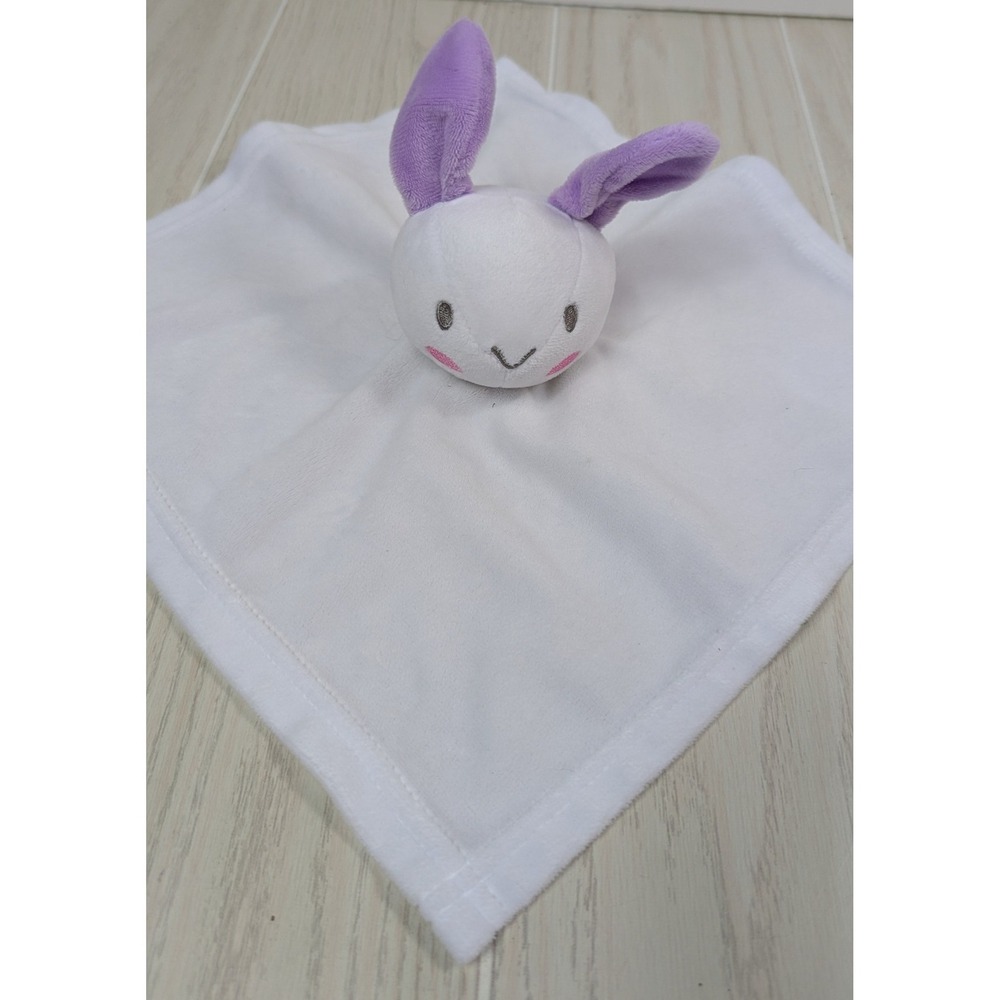 Baby Essentials Security Blanket White Purple Ears Bunny Rabbit Lovey Plush